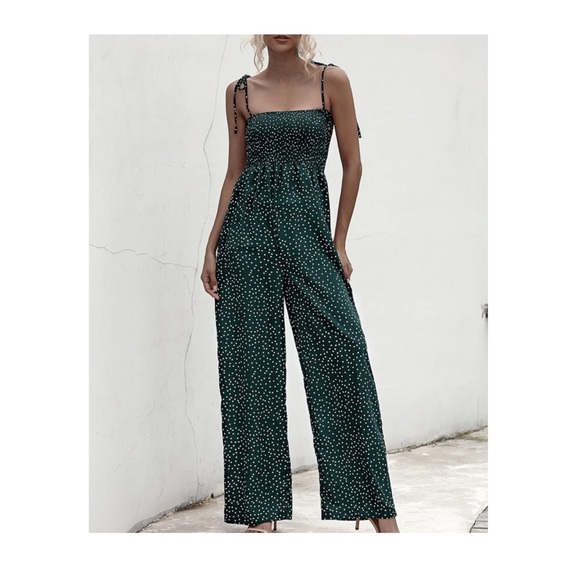 Wide Leg Jumpsuit Overall Romper Size Large - Picture 1 of 6